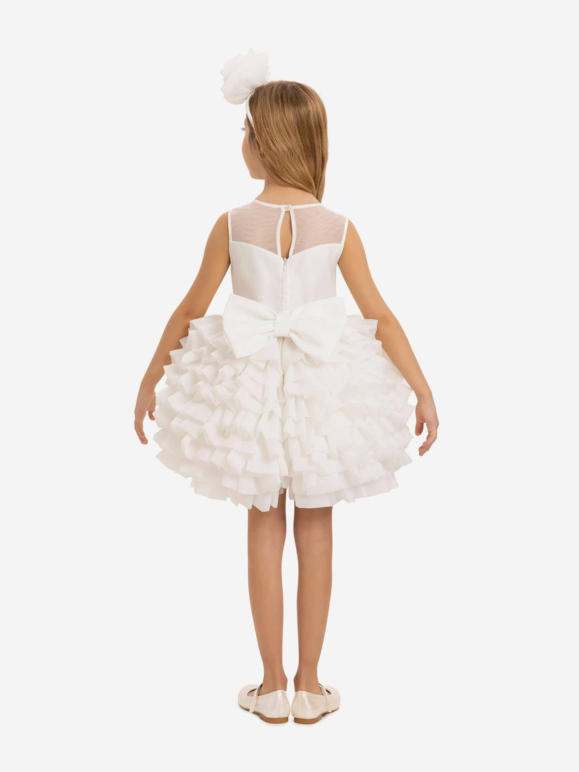 DRESS & Fleur Girls Dress with Headband in White | QHAUK - QHA UK