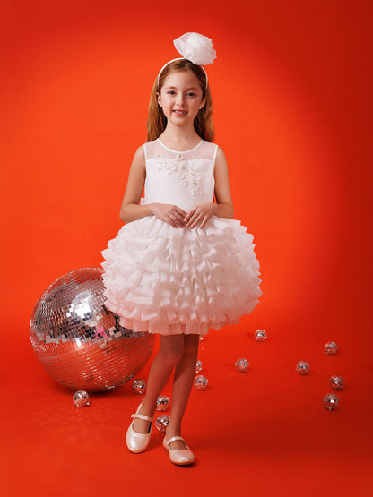 DRESS & Fleur Girls Dress with Headband in White | QHAUK - QHA UK