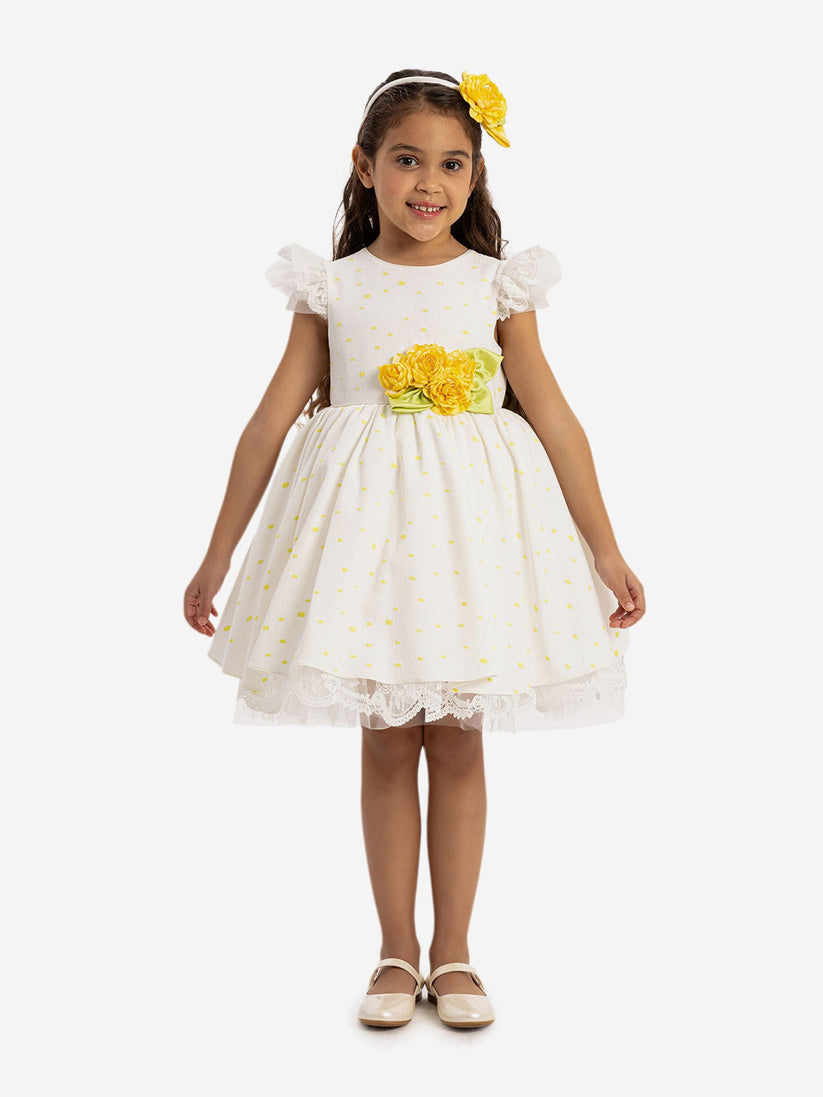 DRESS & Fleur Girls Dress with Headband in Yellow | QHAUK - QHA UK