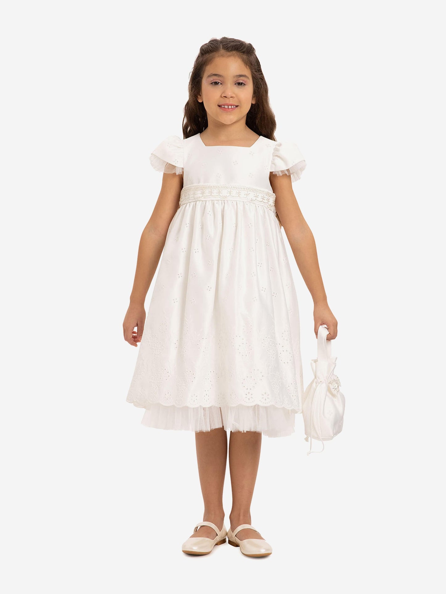 DRESS & Fleur Girls Dress with Matching Bag in White | QHAUK - QHA UK