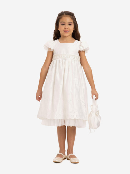 DRESS & Fleur Girls Dress with Matching Bag in White | QHAUK - QHA UK