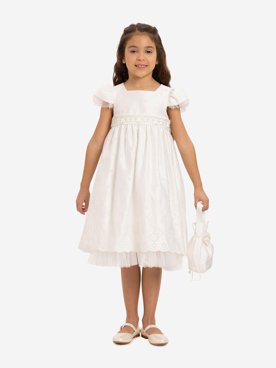 DRESS & Fleur Girls Dress with Matching Bag in White | QHAUK - QHA UK