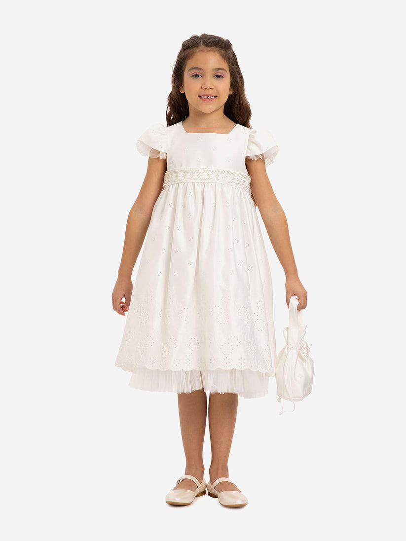 DRESS & Fleur Girls Dress with Matching Bag in White | QHAUK - QHA UK
