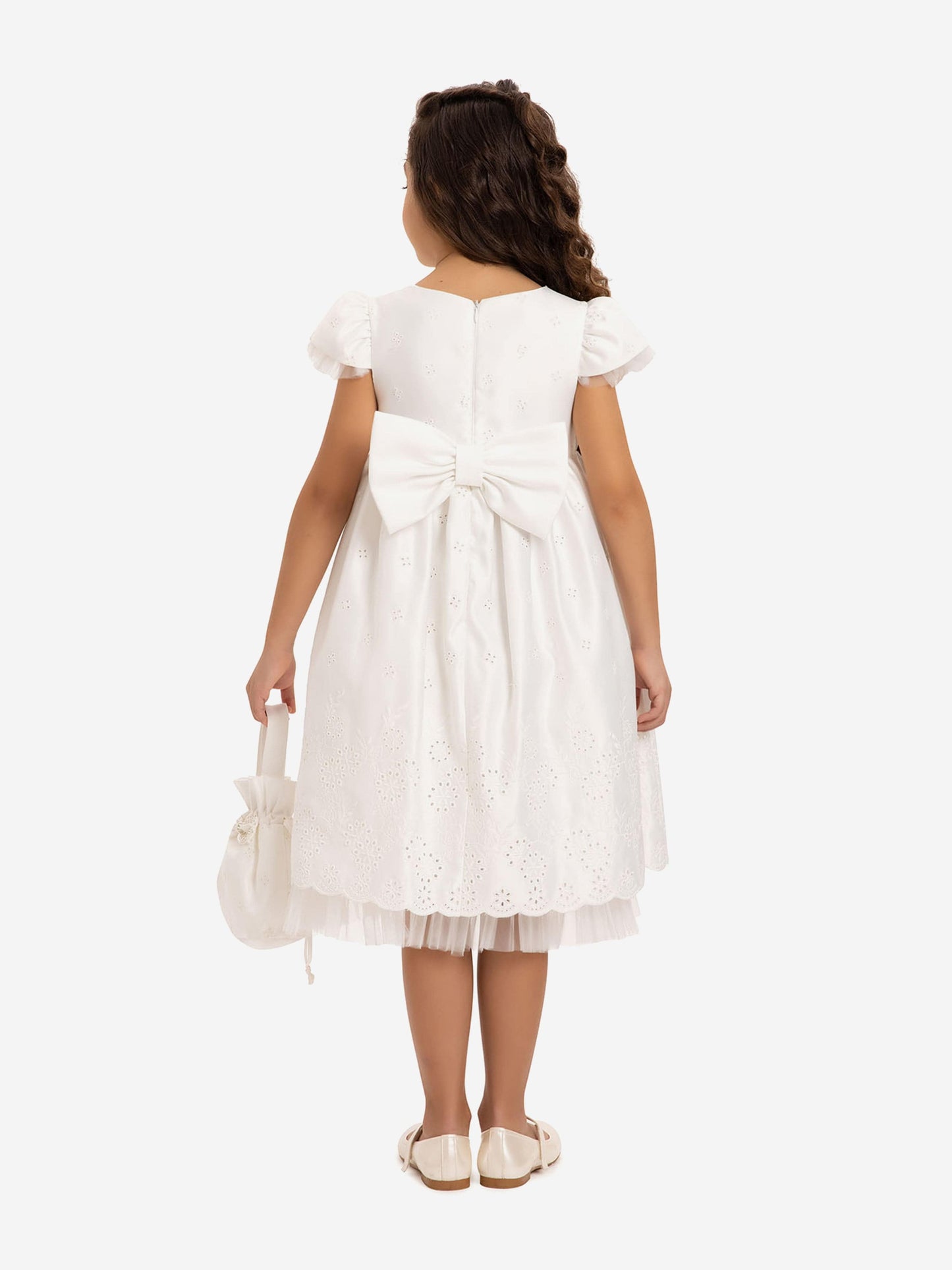 DRESS & Fleur Girls Dress with Matching Bag in White | QHAUK - QHA UK