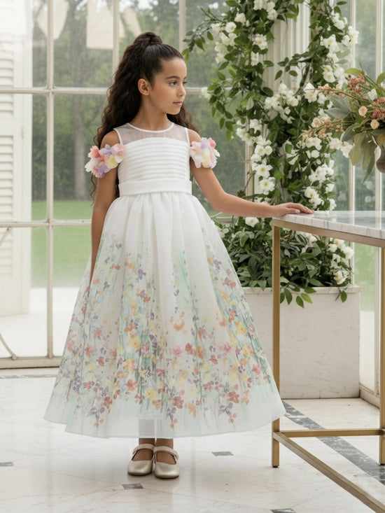 DRESS & Fleur Girls Floral Occasion Dress in Ivory | QHAUK - QHA UK