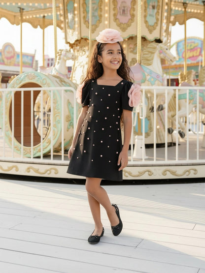 Dress & Fleur Girls Flower Occasion Dress in Black | QHAUK - QHA UK