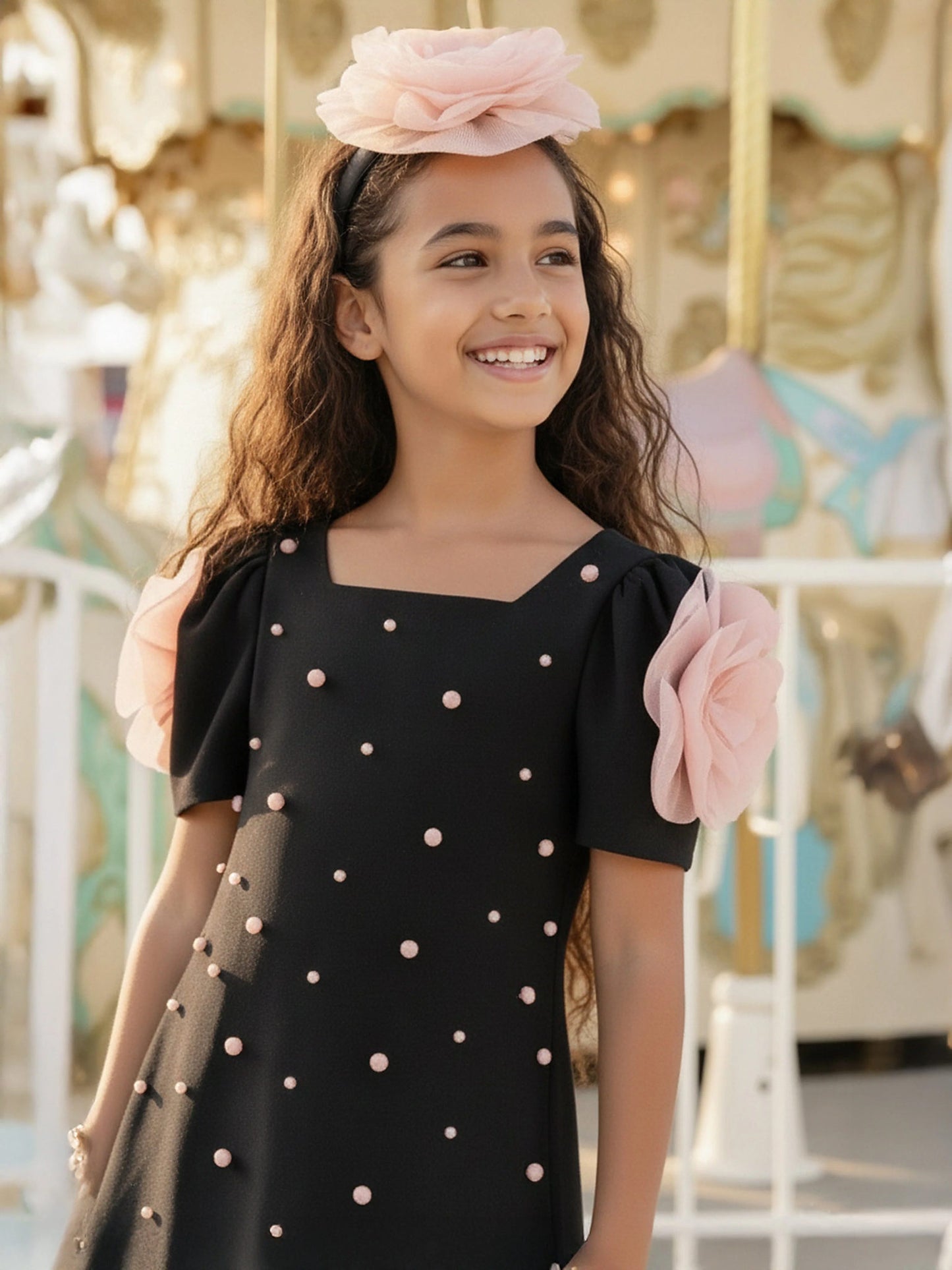 Dress & Fleur Girls Flower Occasion Dress in Black | QHAUK - QHA UK
