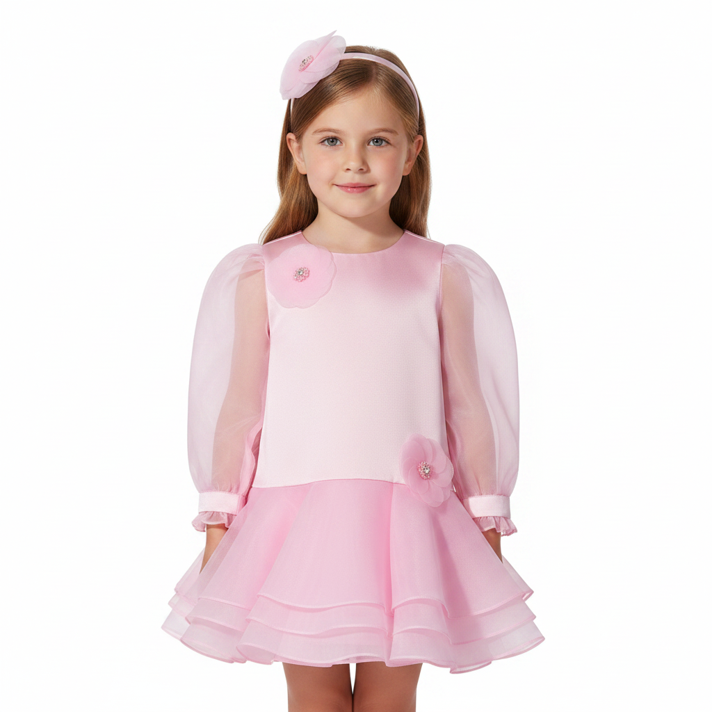 DRESS & Fleur Girls Pink Flower Occasion Dress | Ages 3–7 | UK - QHA UK