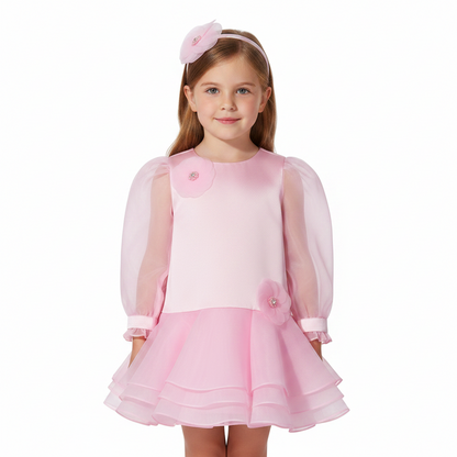 DRESS & Fleur Girls Pink Flower Occasion Dress | Ages 3–7 | UK - QHA UK