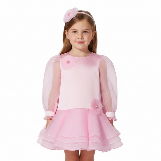 DRESS & Fleur Girls Pink Flower Occasion Dress | Ages 3–7 | UK - QHA UK