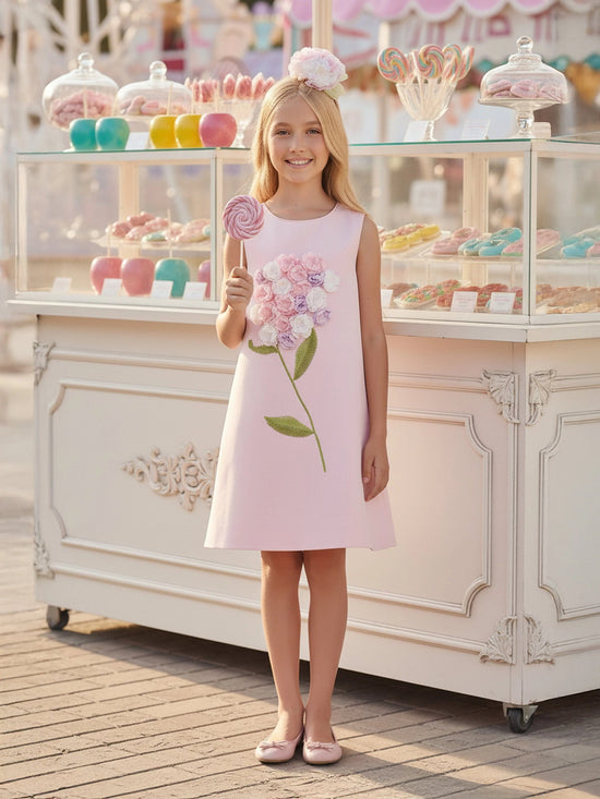 DRESS & Fleur Girls Flower Occasion Dress with Headband in Pink - QHA UK