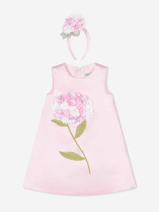 DRESS & Fleur Girls Flower Occasion Dress with Headband in Pink - QHA UK