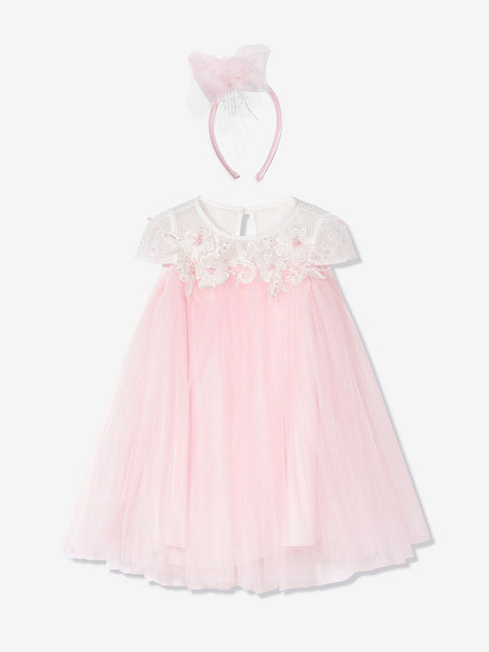 DRESS & Fleur Girls Pink Lace Yoke Tulle Occasion Dress | Ages 3–7 | UK - QHA UK