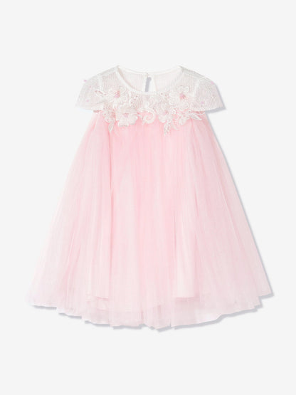 DRESS & Fleur Girls Pink Lace Yoke Tulle Occasion Dress | Ages 3–7 | UK - QHA UK