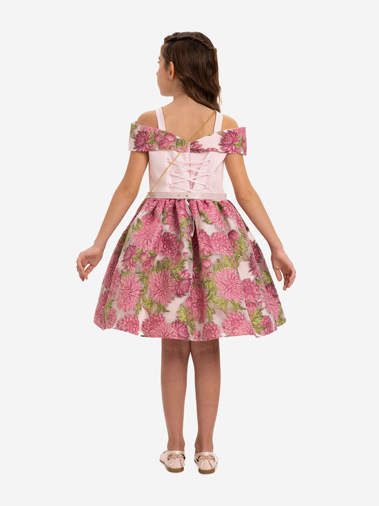 DRESS & Fleur Girls Jacquard Dress with Bag in Pink | QHAUK - QHA UK
