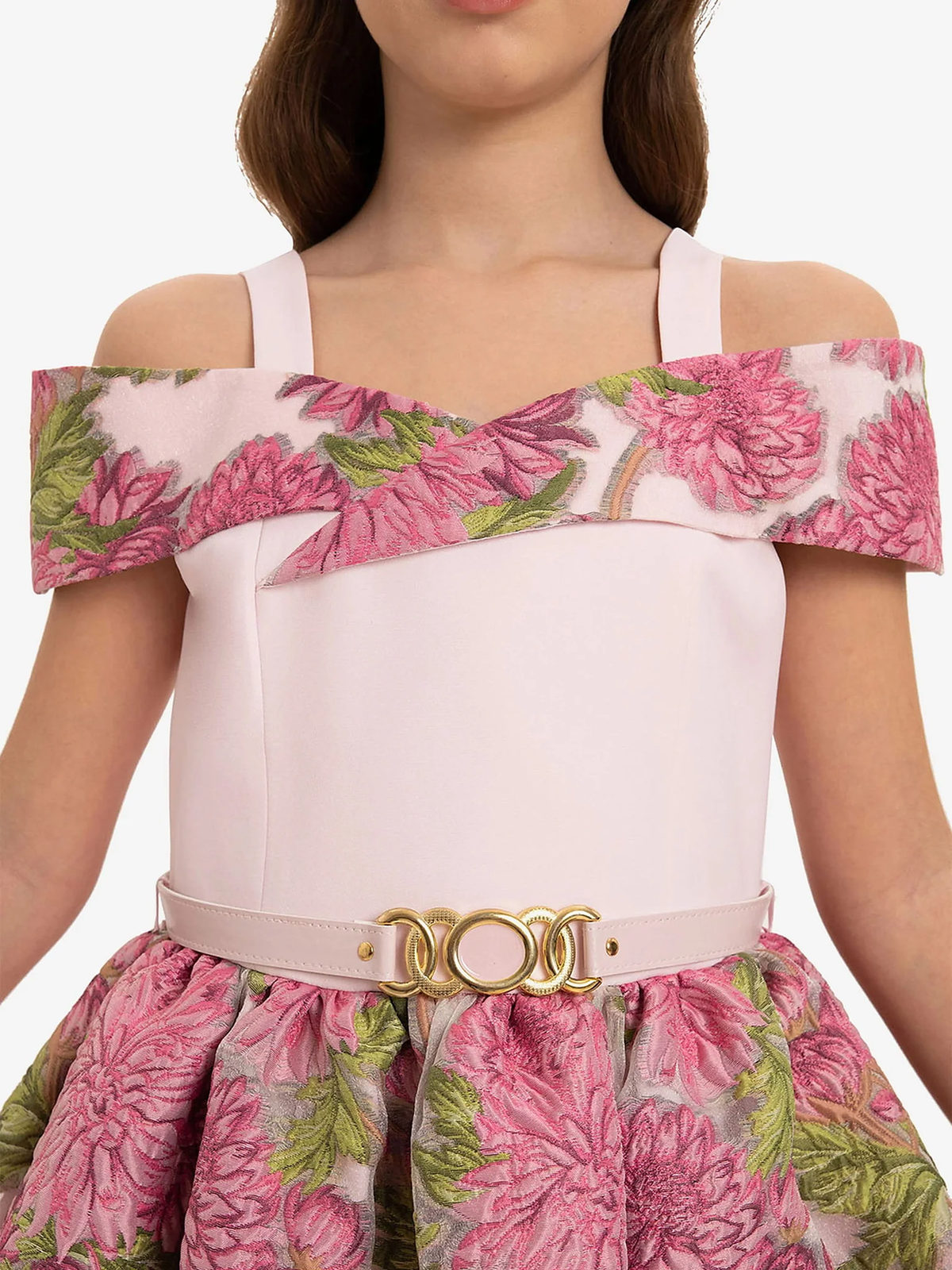 DRESS & Fleur Girls Jacquard Dress with Bag in Pink | QHAUK - QHA UK