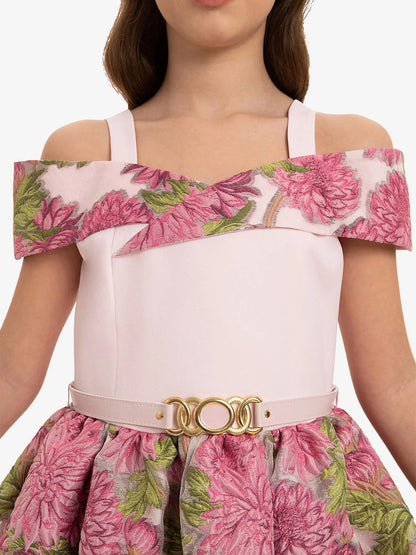 DRESS & Fleur Girls Jacquard Dress with Bag in Pink | QHAUK - QHA UK