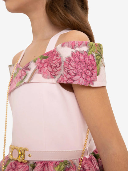 DRESS & Fleur Girls Jacquard Dress with Bag in Pink | QHAUK - QHA UK