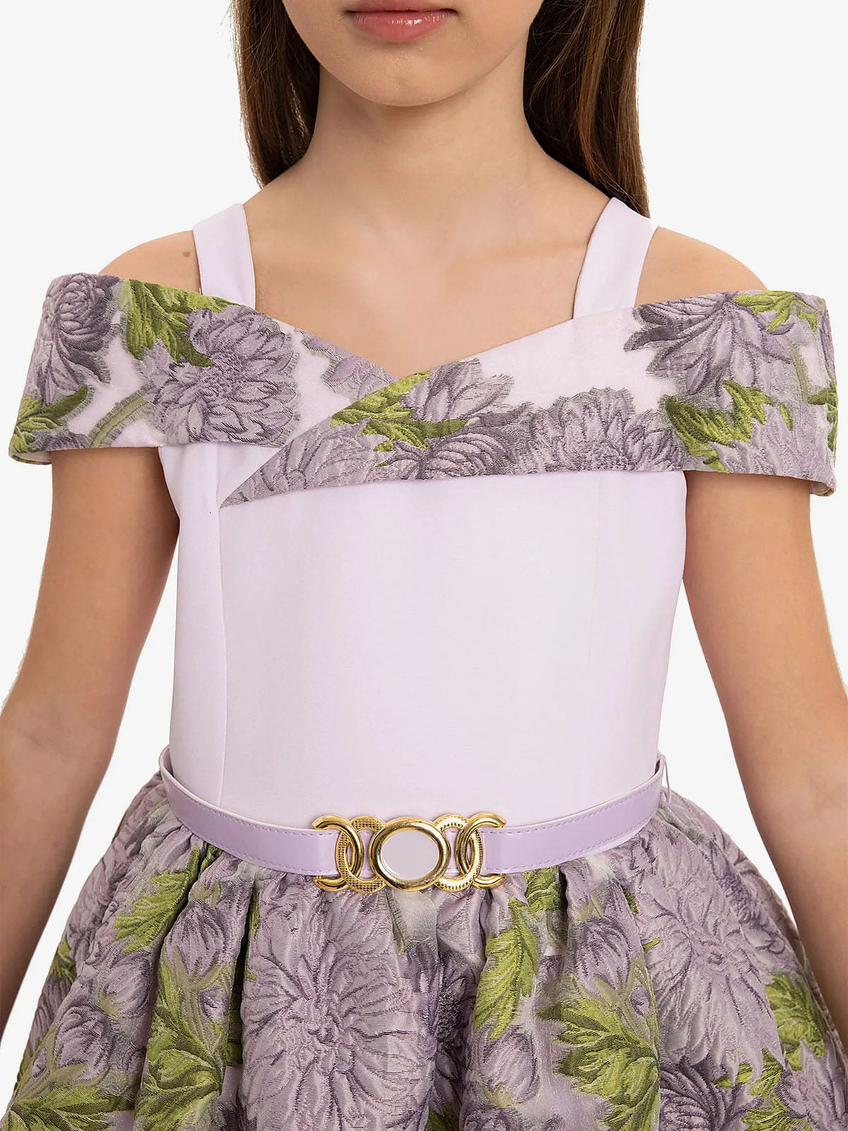 DRESS & Fleur Girls Jacquard Dress with Bag in Purple | QHAUK - QHA UK