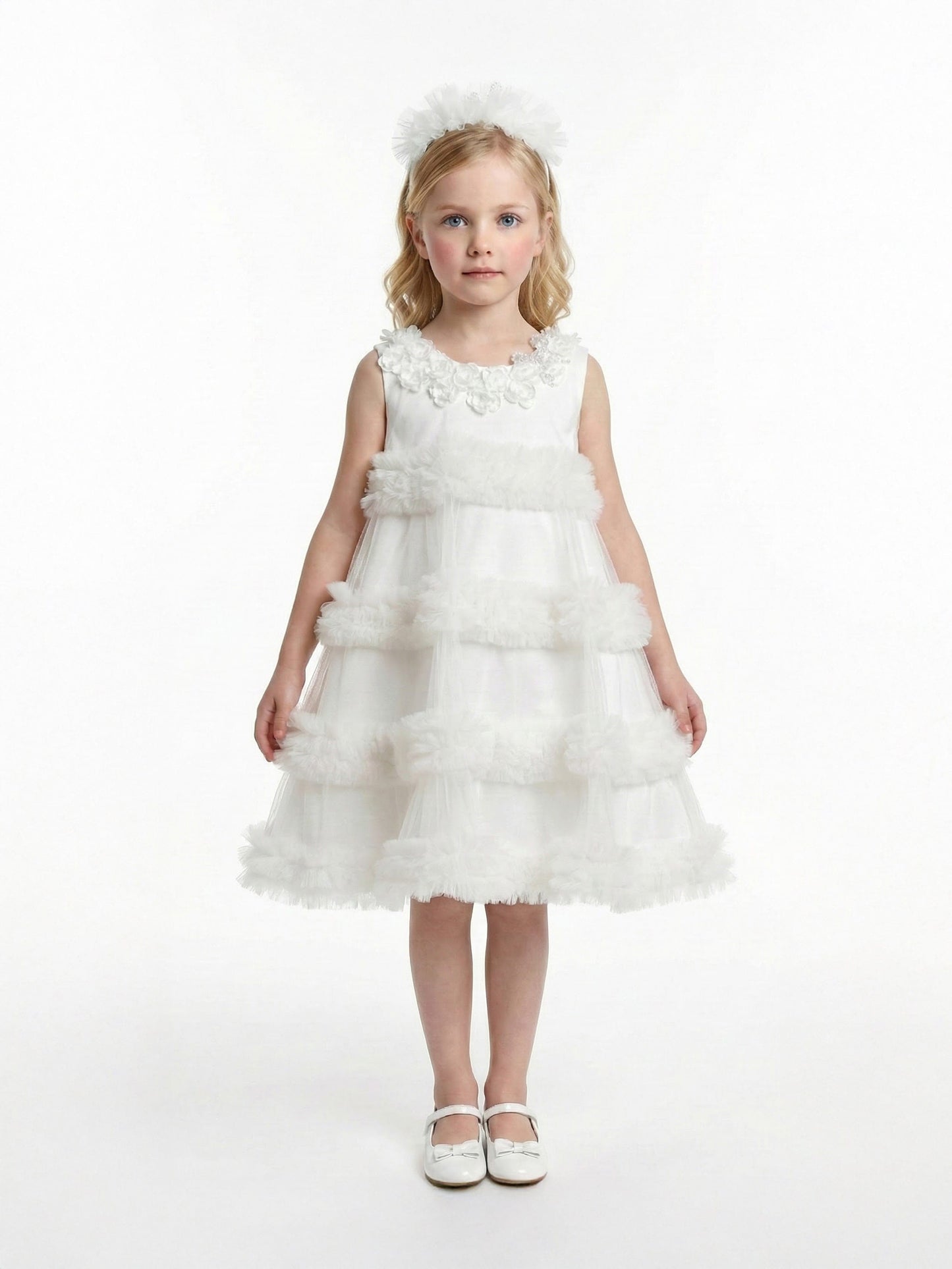 DRESS & Fleur Girls Occasion Dress with Headband in Ivory | QHAUK - QHA UK