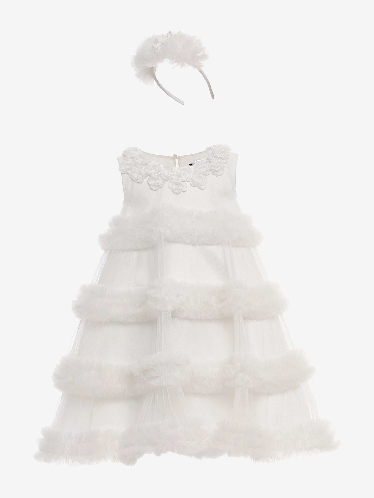 DRESS & Fleur Girls Occasion Dress with Headband in Ivory | QHAUK - QHA UK