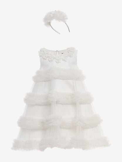DRESS & Fleur Girls Occasion Dress with Headband in Ivory | QHAUK - QHA UK