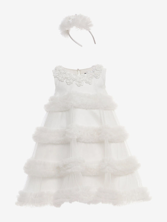 DRESS & Fleur Girls Occasion Dress with Headband in Ivory | QHAUK - QHA UK