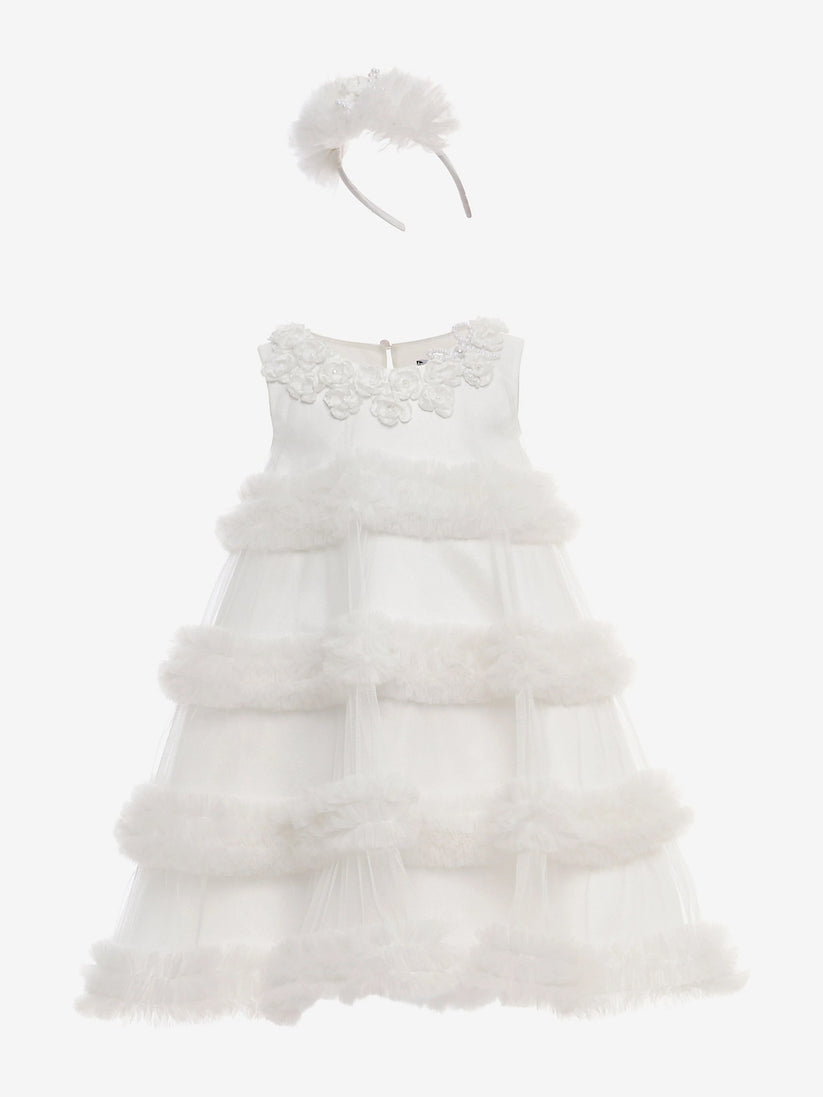 DRESS & Fleur Girls Occasion Dress with Headband in Ivory | QHAUK - QHA UK