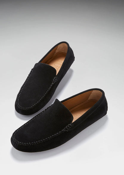 Hugs & Co Mens Driving Loafers Black Suede UK 7-14 - QHA UK
