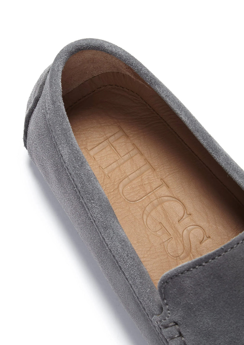 Hugs & Co Mens Driving Loafers Slate Grey Suede UK 7-14 - QHA UK