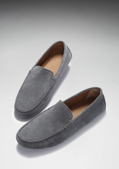 Hugs & Co Mens Driving Loafers Slate Grey Suede UK 7-14 - QHA UK