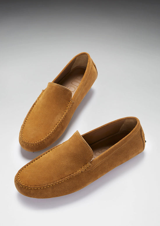 Hugs & Co Mens Driving Loafers Tobacco Suede UK 7-14 - QHA UK