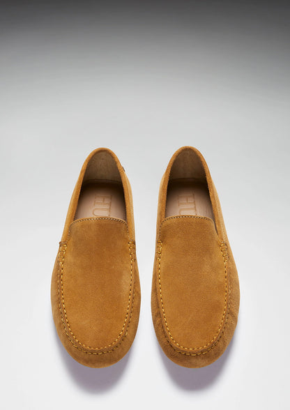 Hugs & Co Mens Driving Loafers Tobacco Suede UK 7-14 - QHA UK