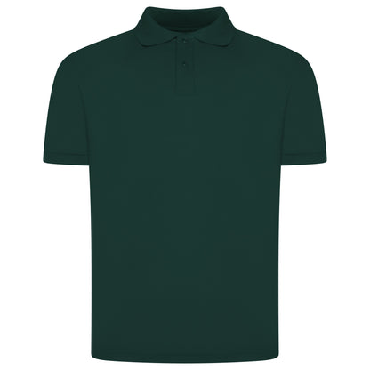 Mens 100% Cotton Polo Shirt Short Sleeve Pique Casual Work Top | Premi - Sleeve Detail - QHA UK
