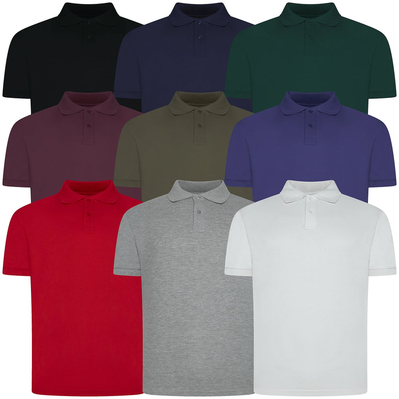 Mens 100% Cotton Polo Shirt Short Sleeve Pique Casual Work Top | Premi - Sleeve Detail - QHA UK