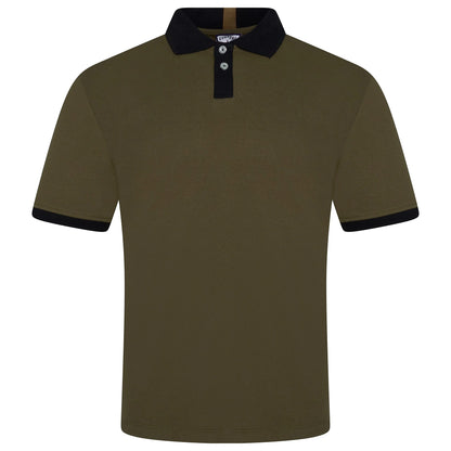Mens Cotton Polo Shirt Contrast Collar Pique Casual T-Shirt S-2XL UK | - Collar Detail - QHA UK