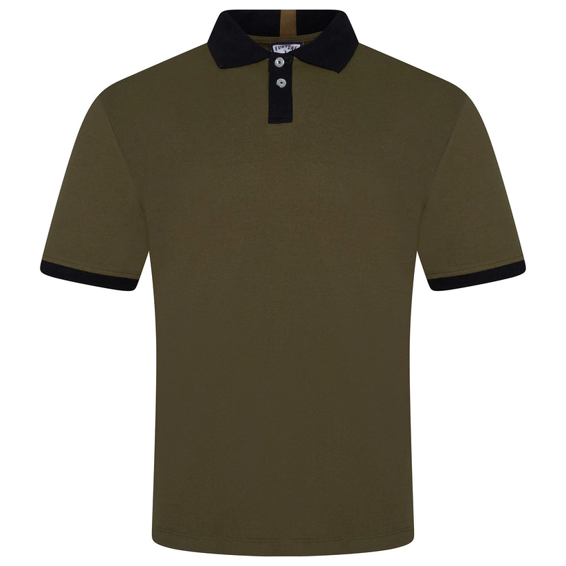 Mens Cotton Polo Shirt Contrast Collar Pique Casual T-Shirt S-2XL UK | - Collar Detail - QHA UK