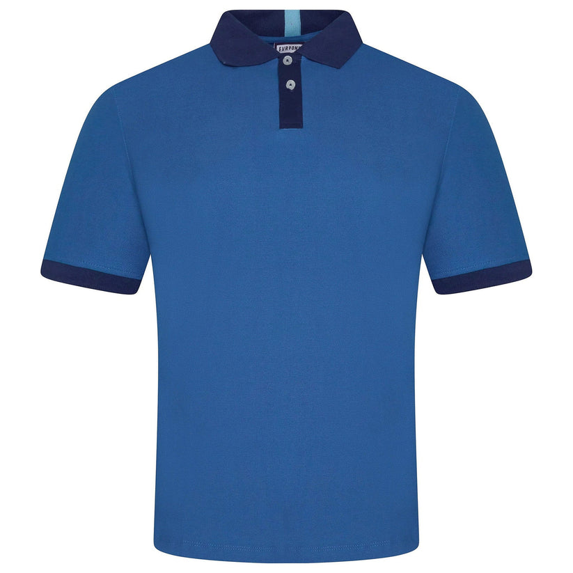 Mens Cotton Polo Shirt Contrast Collar Pique Casual T-Shirt S-2XL UK | - Collar Detail - QHA UK