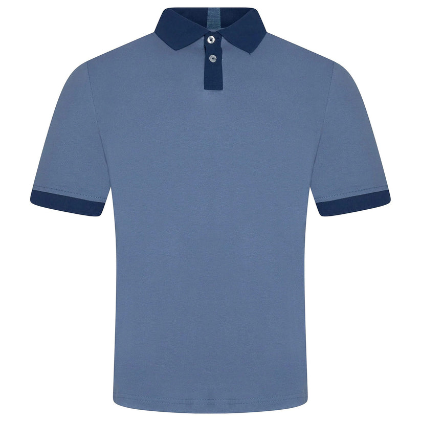 Mens Cotton Polo Shirt Contrast Collar Pique Casual T-Shirt S-2XL UK | - Collar Detail - QHA UK