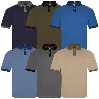 Mens Cotton Polo Shirt Contrast Collar Pique Casual T-Shirt S-2XL UK | - QHA UK