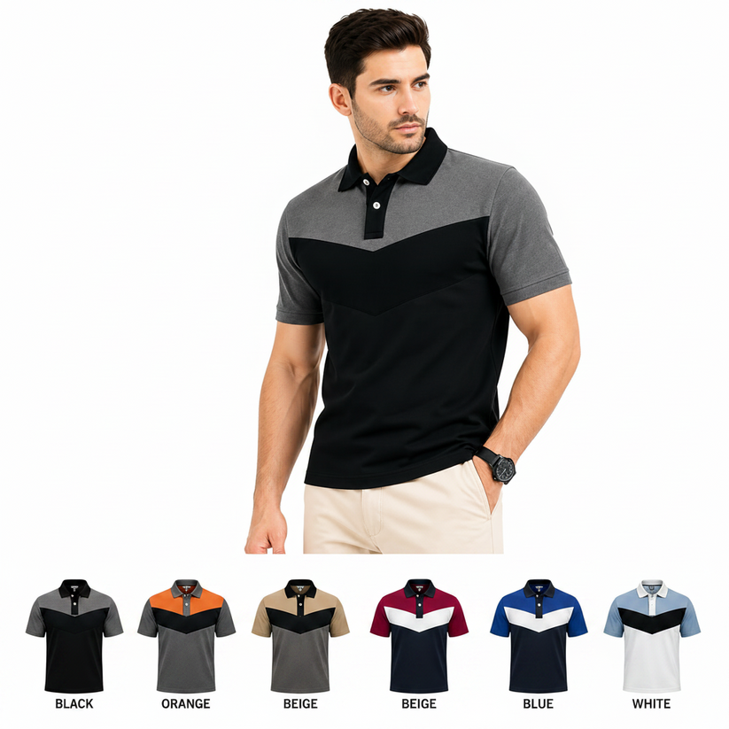 Evryone Mens Cotton Contrast Stripe Polo Shirt Short Sleeve Casual Sma - QHA UK