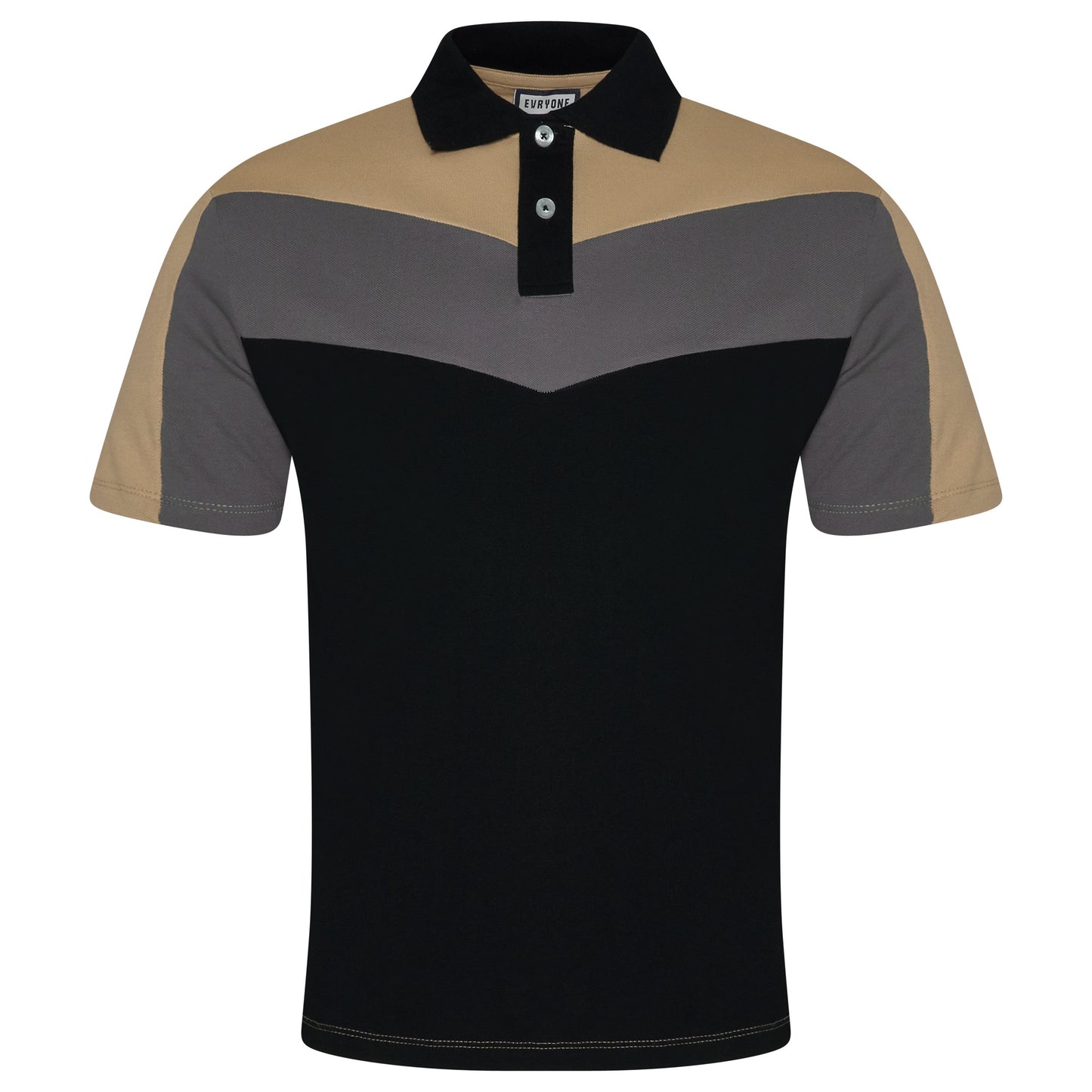 Evryone Mens Cotton Contrast Stripe Polo Shirt Short Sleeve Casual Sma - Sleeve Detail - QHA UK