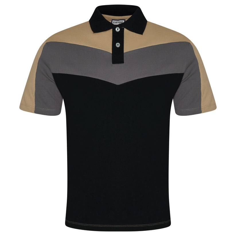 Evryone Mens Cotton Contrast Stripe Polo Shirt Short Sleeve Casual Sma - Sleeve Detail - QHA UK