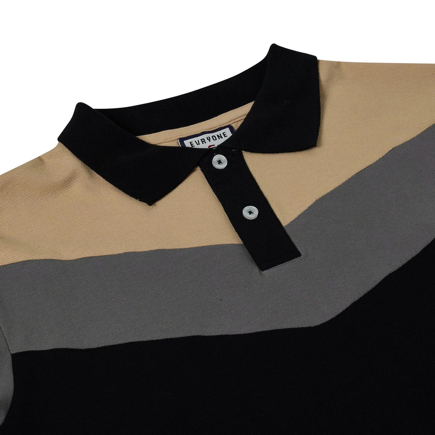 Evryone Mens Cotton Contrast Stripe Polo Shirt Short Sleeve Casual Sma - Sleeve Detail - QHA UK