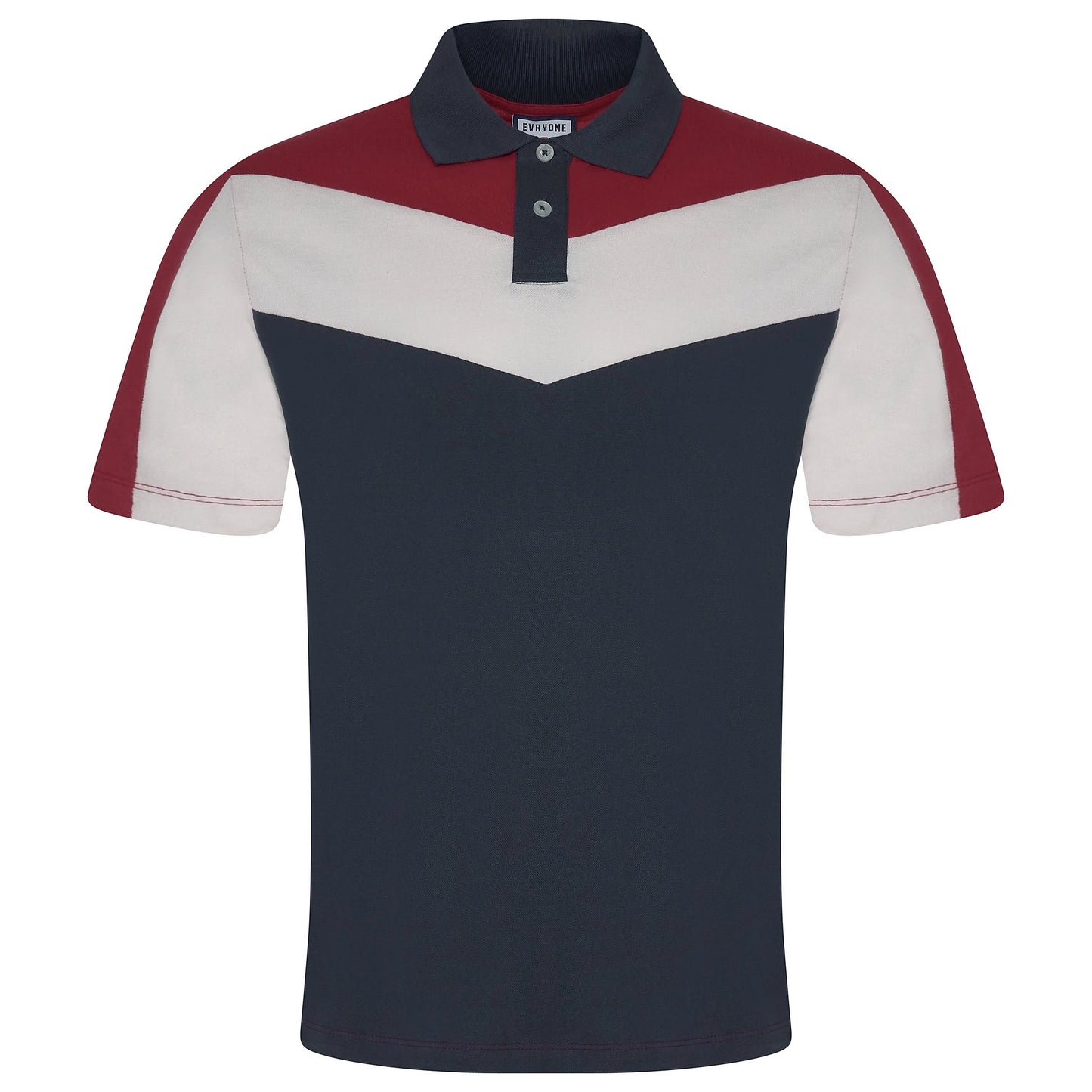 Evryone Mens Cotton Contrast Stripe Polo Shirt Short Sleeve Casual Sma - Sleeve Detail - QHA UK