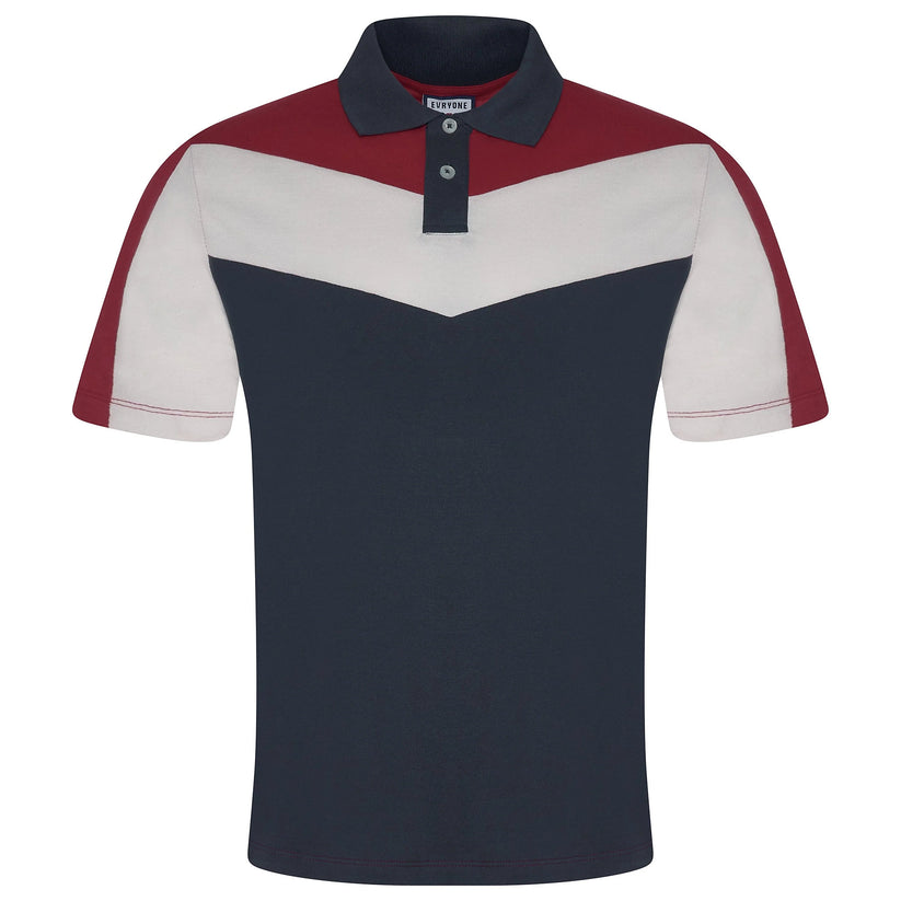 Evryone Mens Cotton Contrast Stripe Polo Shirt Short Sleeve Casual Sma - Sleeve Detail - QHA UK