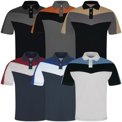 Evryone Mens Cotton Contrast Stripe Polo Shirt Short Sleeve Casual Sma - QHA UK
