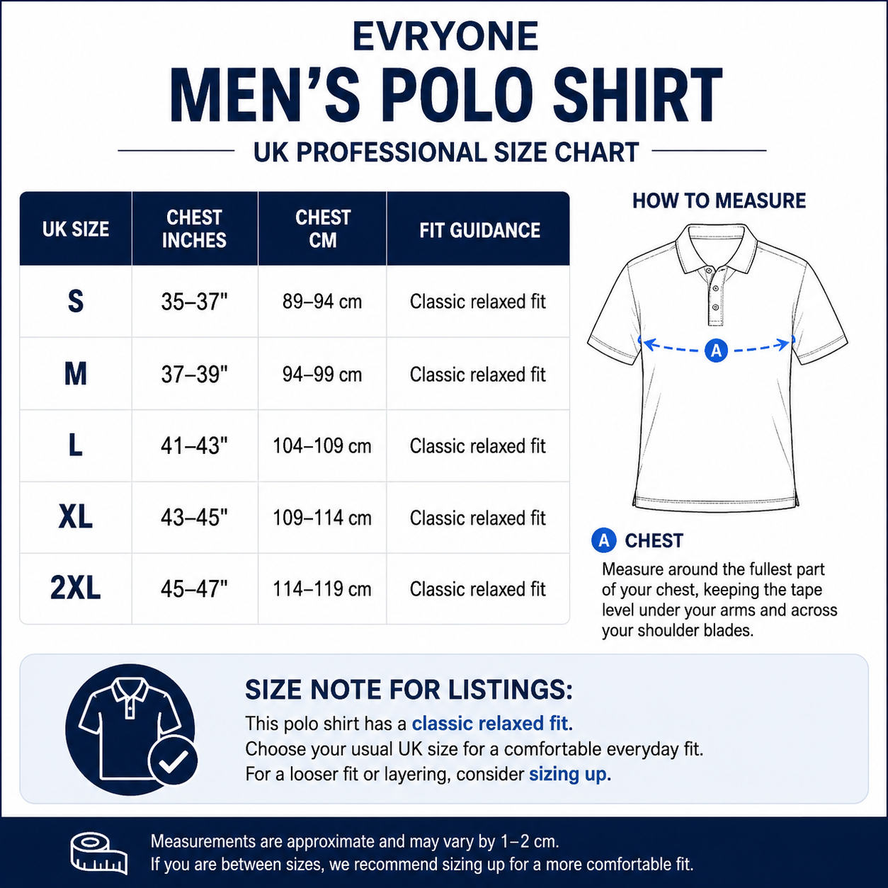 Evryone Mens Cotton Pique Polo Shirt Button Collar Short Sleeve Casual - Collar Detail - QHA UK