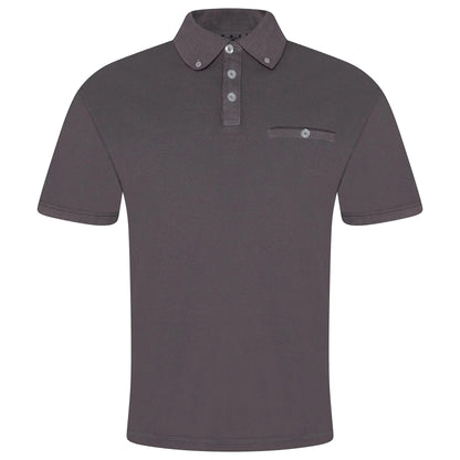 Evryone Mens Cotton Pique Polo Shirt Button Collar Short Sleeve Casual - Collar Detail - QHA UK