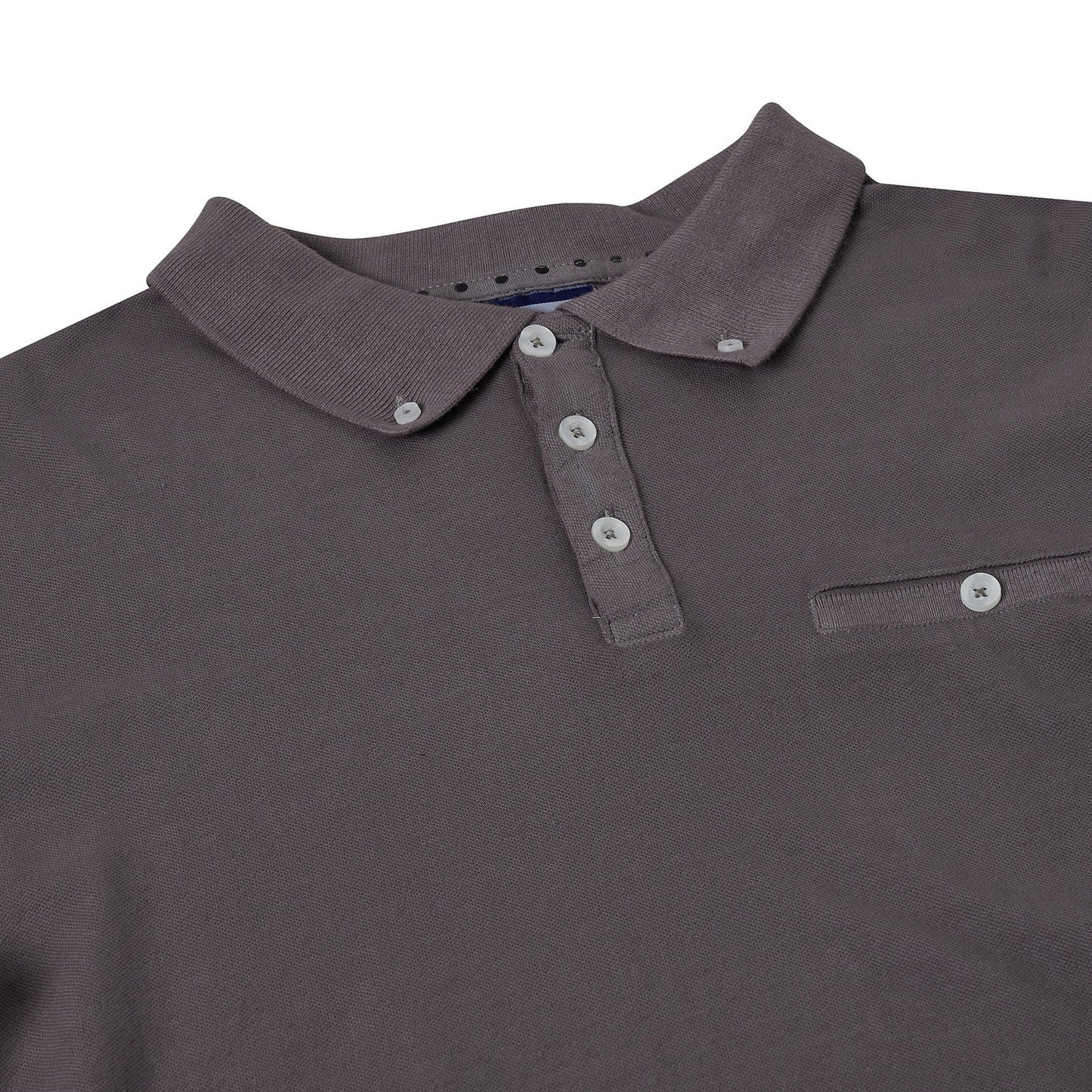 Evryone Mens Cotton Pique Polo Shirt Button Collar Short Sleeve Casual - Collar Detail - QHA UK